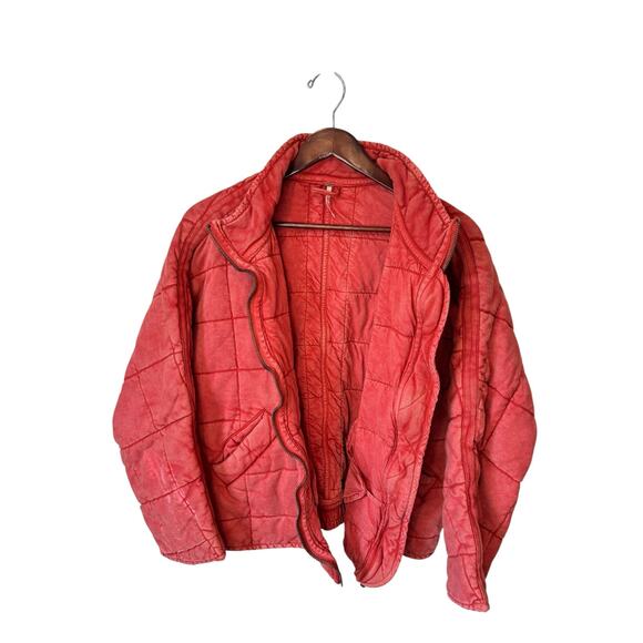 FREE PEOPLE Dolman Quilted Knit Jacket Red Myrrh Size Small EUC $198 MSRP Boho - Picture 7 of 10